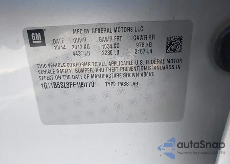 2015 Chevrolet Malibu Ls from USA, damaged, VIN 1G11B5SL8FF199770